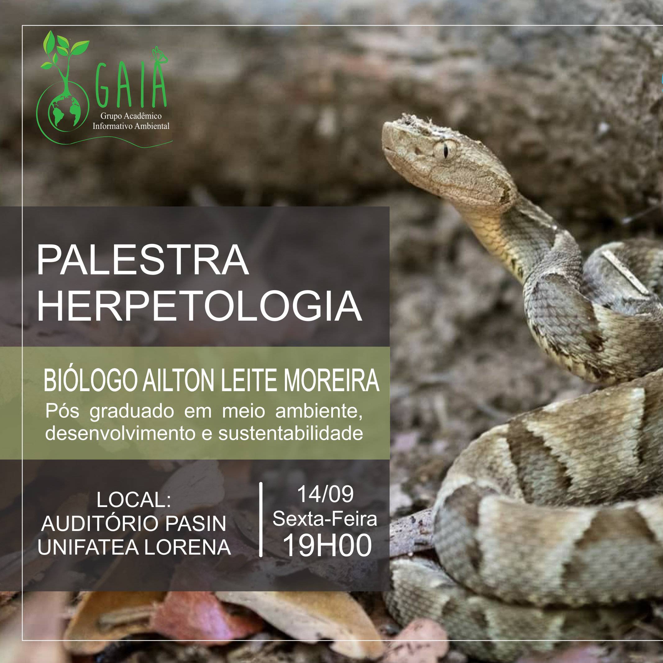 Grupo acadêmico GAIA promove palestra sobre Herpetologia