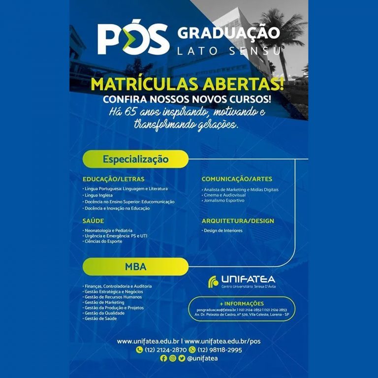 Matrículas abertas Pós-Graduação