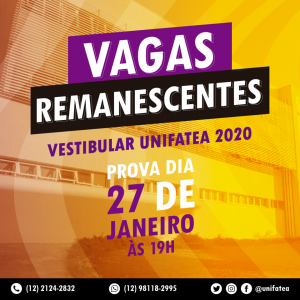 Vestibular de Vagas Remanescentes 2020. É hoje! Às 19h!