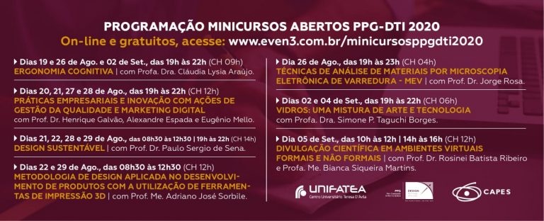 Programação de minicursos online gratuitos – PPG-DTI