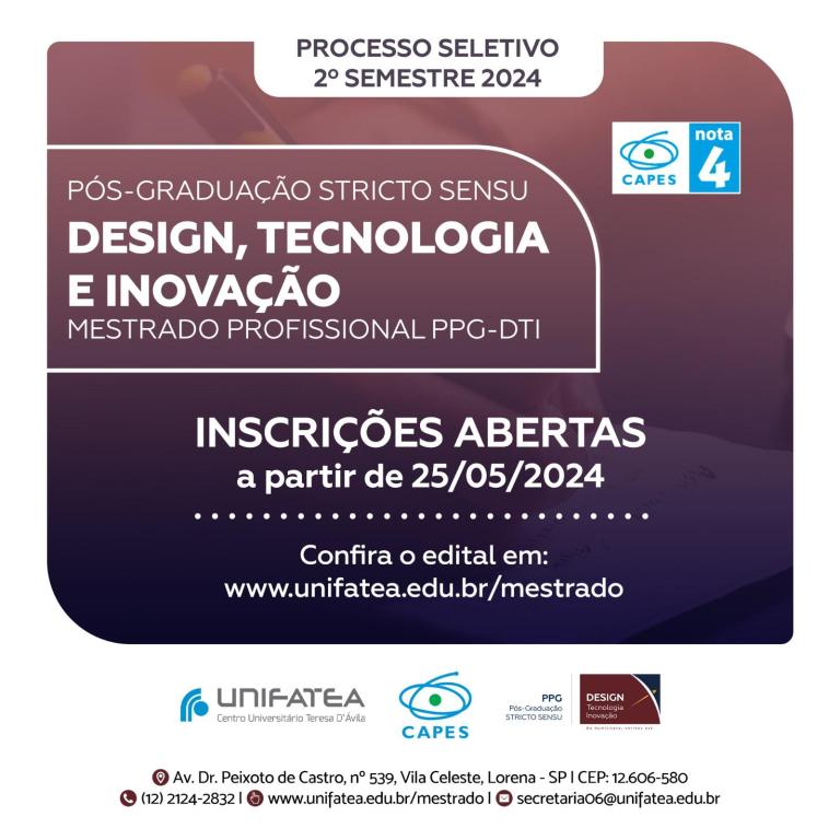 UNIFATEA Abre Inscrições para Mestrado em Design, Tecnologia e Inovação com 15 Vagas Disponíveis