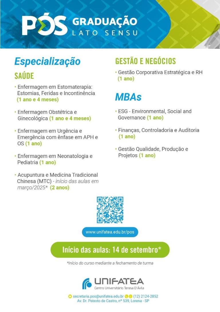 Pós-graduações do UNIFATEA atendem demanda por especialização e aprimoramento profissional