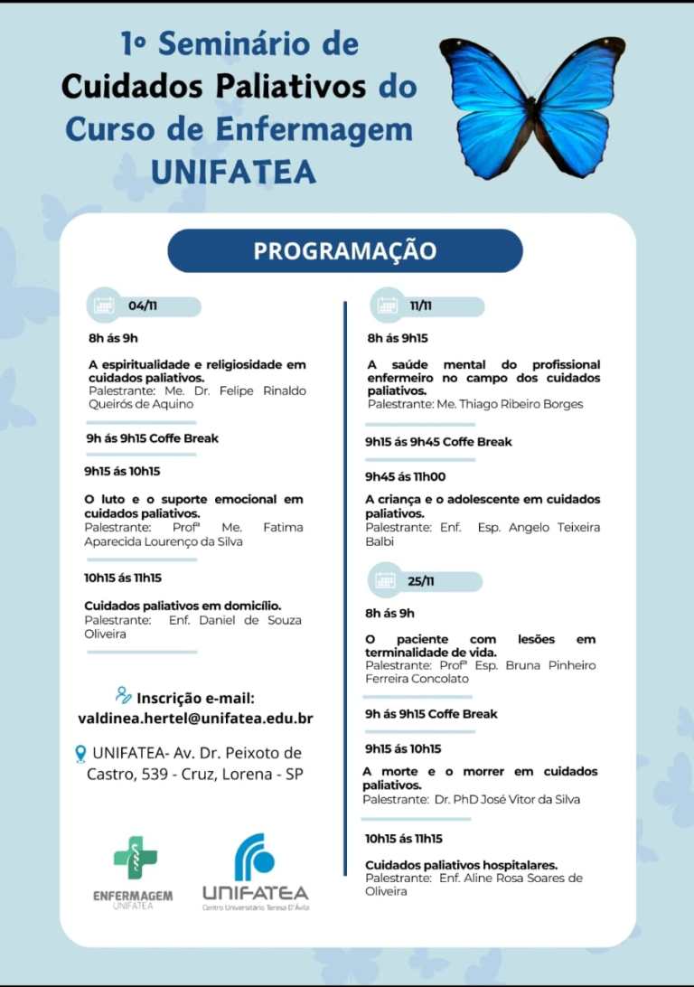 Seminário de Cuidados Paliativos abordará reflexão e capacitação para uma assistência humanizada